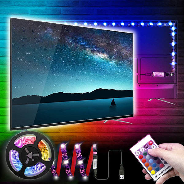 LED TV Backlights, 3M/9.9Ft RGB LED Strip Lights for TV 40-65in, 5V USB Monitor Backlight with Remote 16 Colors for Computer Home Theatre