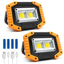 30W 1500LM LED Rechargeable Portable Waterproof COB Floodlight, with Stand Built-in Mobile Power Work Light, 2 Packs