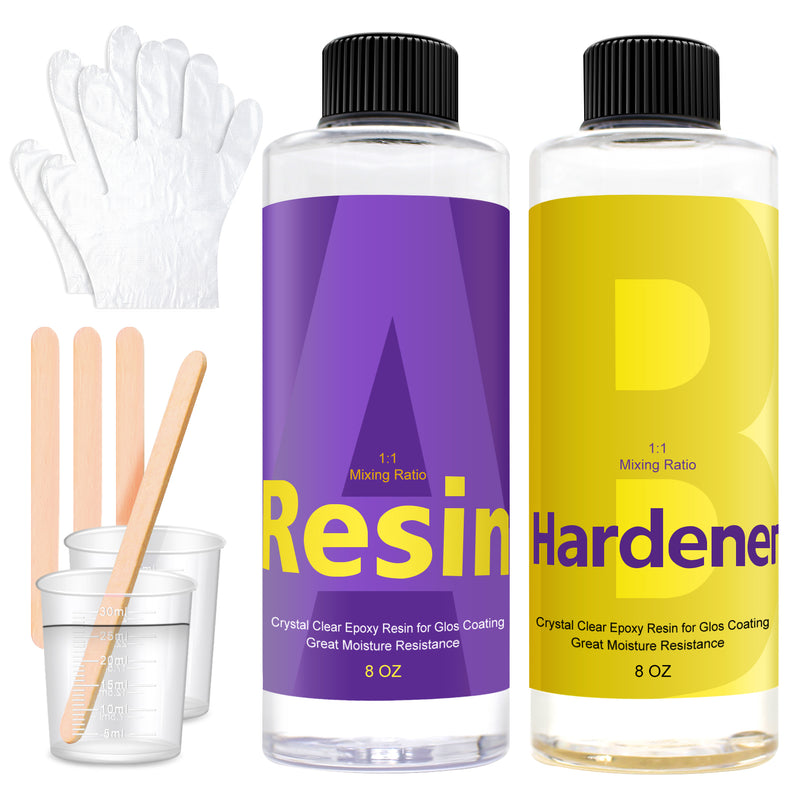 A Set Of 1000ml 1:1 Ab Ultra-Clear Epoxy Resin Adhesive Kit, With 1 Pair Of  Gloves, 1 Mixing Cup, And 5 Stirring Sticks Included. The Kit Features High  Transparency And Resistance To