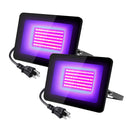 30W UV LED Flood Light, IP66 Rated,with UL Plug for Dance Party， for Blacklight Party, Stage Lighting, Aquarium, Body Paint, Fluorescent Poster（ 2 Pack）