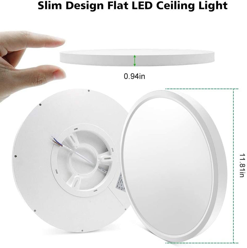 LED Flush Mount Ceiling Light Fixture 12 Inch 24W, 3200LM, 5000K Daylight White