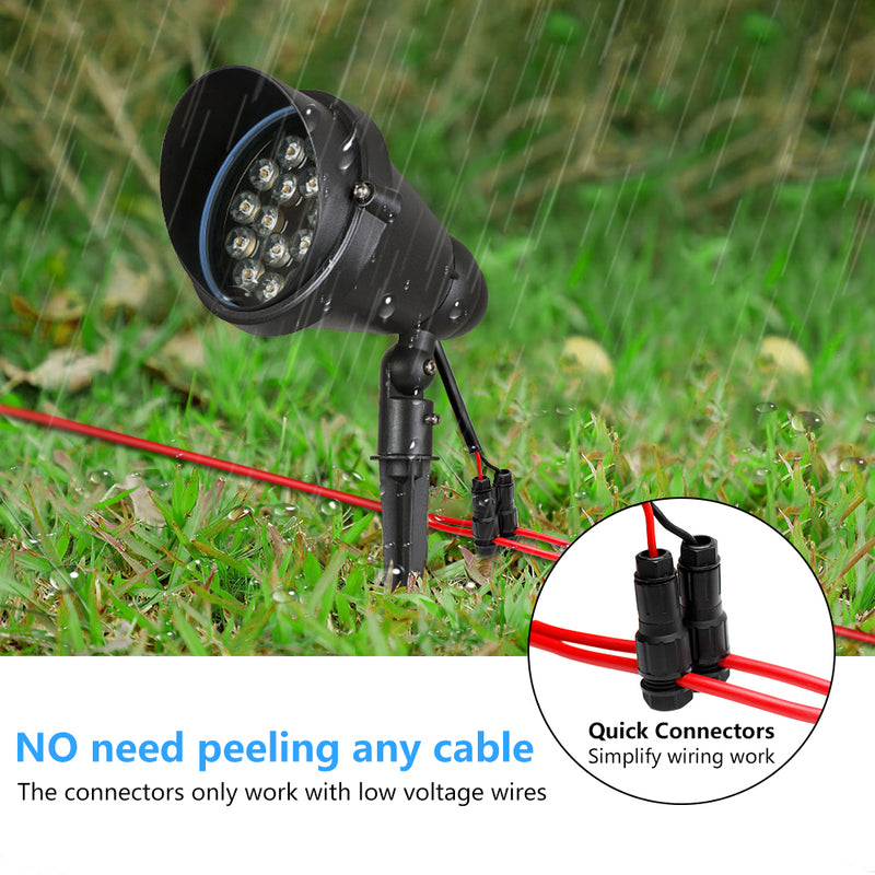 Waterproof Low Voltage Connectors, 12-16AWG Cable Connectors for Landscape Path Lights 18 Pack